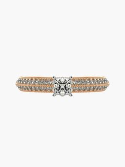 Valanova - Sterling Silver Plated with Rose Gold and Certified Lab Grown Diamond 0.60Cts Ring