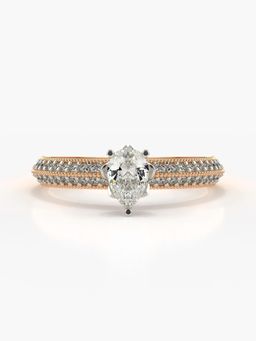 Valanova - Sterling Silver Plated with Rose Gold and Certified Lab Grown Diamond 0.65Cts Ring