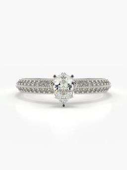 Valanova - Sterling Silver Plated with White Gold and Certified Lab Grown Diamond 0.65Cts Ring