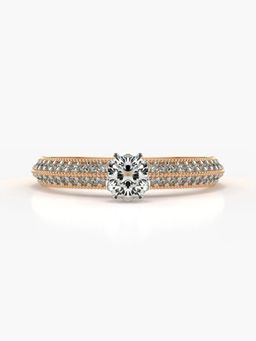 Valanova - Sterling Silver Plated with Rose Gold and Certified Lab Grown Diamond 0.80Cts Ring