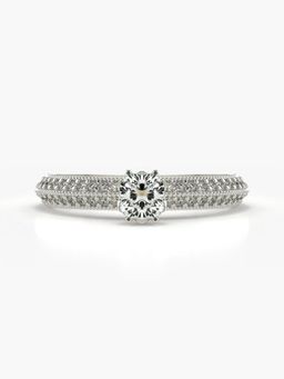 Valanova - Sterling Silver Plated with White Gold and Certified Lab Grown Diamond 0.80Cts Ring