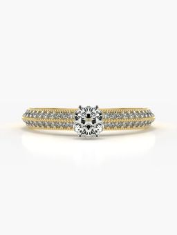 Valanova - Sterling Silver Plated with Yellow Gold and Certified Lab Grown Diamond 0.80Cts Ring
