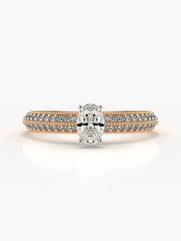 Valanova - Sterling Silver Plated with Rose Gold and Certified Lab Grown Diamond 0.75Cts Ring