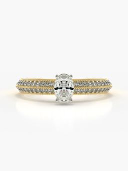 Valanova - Sterling Silver Plated with Yellow Gold and Certified Lab Grown Diamond 0.75Cts Ring