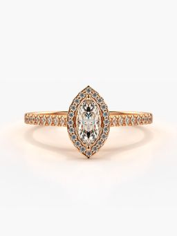 Valanova - Sterling Silver Plated with Rose Gold and Certified Lab Grown Diamond 0.57Cts Ring