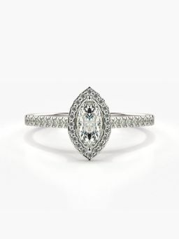 Valanova - Sterling Silver Plated with White Gold and Certified Lab Grown Diamond 0.57Cts Ring