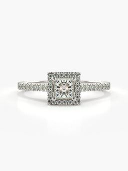 Valanova - Sterling Silver Plated with White Gold and Certified Lab Grown Diamond 0.51Cts Ring