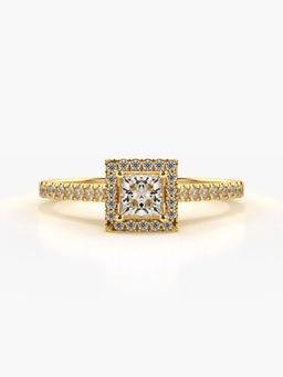 Valanova - Sterling Silver Plated with Yellow Gold and Certified Lab Grown Diamond 0.51Cts Ring