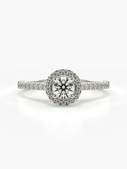 Valanova - Sterling Silver Plated with White Gold and Certified Lab Grown Diamond 0.50Cts Ring