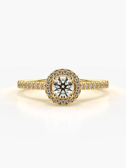 Valanova - Sterling Silver Plated with Yellow Gold and Certified Lab Grown Diamond 0.50Cts Ring