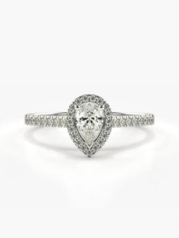 Valanova - Sterling Silver Plated with White Gold and Certified Lab Grown Diamond 0.51Cts Ring