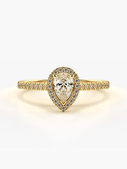Valanova - Sterling Silver Plated with Yellow Gold and Certified Lab Grown Diamond 0.51Cts Ring