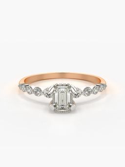 Valanova - Sterling Silver Plated with Rose Gold and Certified Lab Grown Diamond 0.84Cts Ring