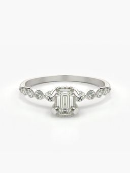 Valanova - Sterling Silver Plated with White Gold and Certified Lab Grown Diamond 0.84Cts Ring