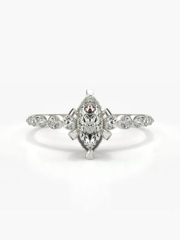Valanova - Sterling Silver Plated with White Gold and Certified Lab Grown Diamond 0.74Cts Ring