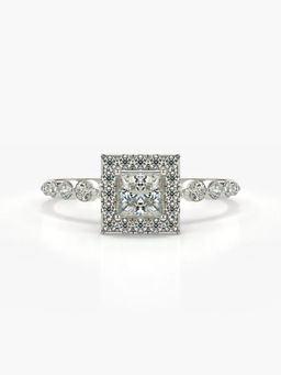 Valanova - Sterling Silver Plated with White Gold and Certified Lab Grown Diamond 0.67Cts Ring
