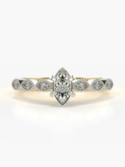 Valanova - Sterling Silver Plated with Yellow Gold and Certified Lab Grown Diamond 0.68Cts Ring