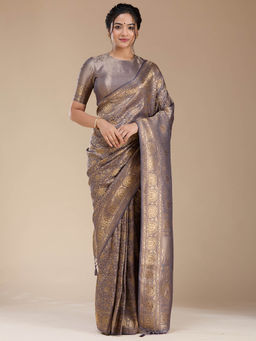 Koskii - Lavender Banarasi Silk Handloom Saree with Unstitched Blouse