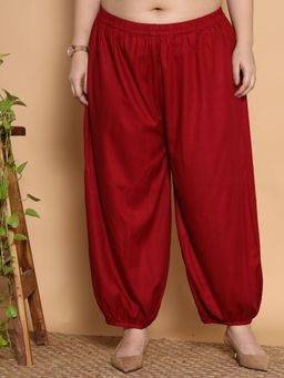LetsDressUp - Women Maroon Silk Blend Solid Salwar