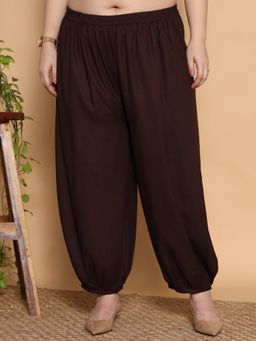 LetsDressUp - Women Brown Cotton Blend Solid Salwar