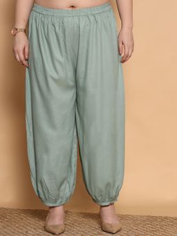 LetsDressUp - Women Green Silk Blend Solid Salwar