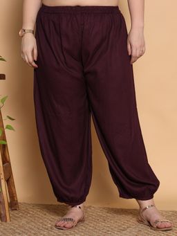 LetsDressUp - Women Wine Cotton Blend Solid Salwar