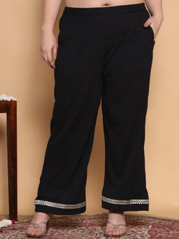 LetsDressUp - Women Black Polyester Blend Solid Palazzo