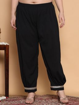 LetsDressUp - Women Black Cotton Blend Solid Salwar