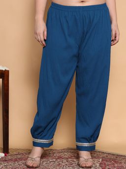 LetsDressUp - Women Blue Cotton Blend Solid Salwar