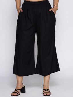 LetsDressUp - Women Black Velvet Solid Culottes