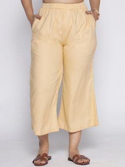 LetsDressUp - Women Beige Velvet Solid Culottes