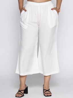 LetsDressUp - Women White Polyester Blend Solid Culottes