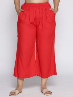LetsDressUp - Women Red Velvet Solid Culottes