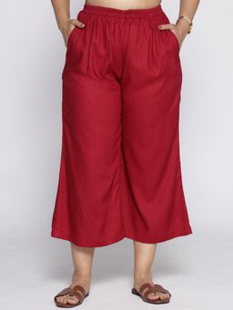 LetsDressUp - Women Maroon Polyester Blend Solid Culottes