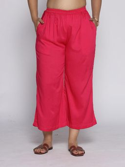 LetsDressUp - Women Magenta Velvet Solid Culottes