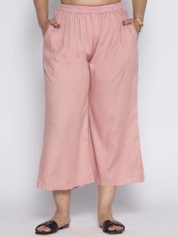 LetsDressUp - Women Pink Velvet Solid Culottes