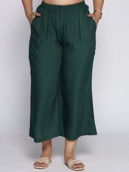 LetsDressUp - Women Green Velvet Solid Culottes