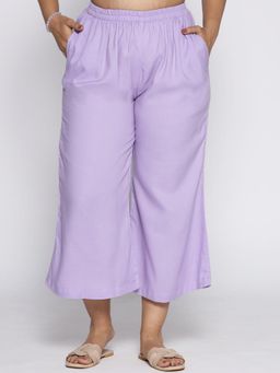 LetsDressUp - Women Lavender Velvet Solid Culottes