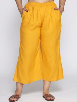 LetsDressUp - Women Mustard Velvet Solid Culottes