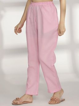 LetsDressUp - Women Pink Velvet Solid Pant