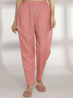 LetsDressUp - Women Pink Cotton Blend Solid Pant