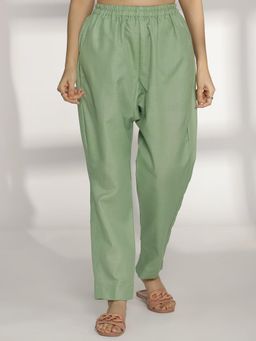 LetsDressUp - Women Green Suede Solid Pant