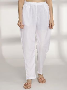 LetsDressUp - Women White Suede Solid Pant