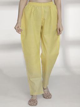 LetsDressUp - Women Yellow Cotton Blend Solid Pant