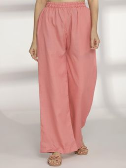 LetsDressUp - Women Pink Suede Solid Palazzo