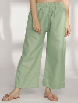 LetsDressUp - Women Green Suede Solid Palazzo