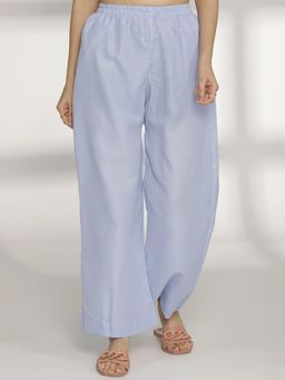 LetsDressUp - Women Blue Suede Solid Palazzo