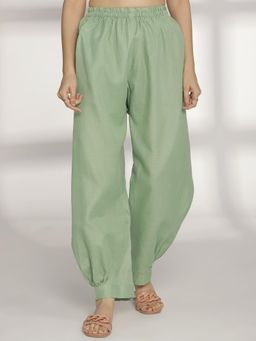 LetsDressUp - Women Green Suede Solid Salwar