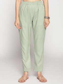 LetsDressUp - Women Green Fleece Solid Pant