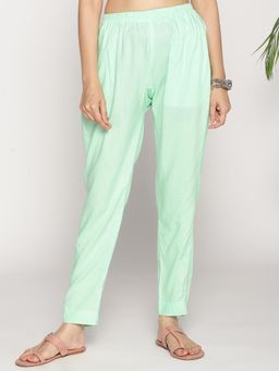 LetsDressUp - Women Green Fleece Solid Pant